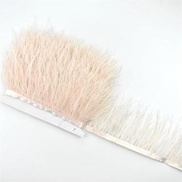 Imagem de 1 metro de penas de avestruz acabamento de franja 8-10 cm DIY saia costura penas brancas decoração de roupas cor 18