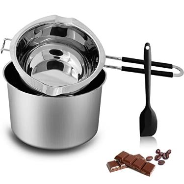 Imagem de Conjunto de panela de caldeira dupla, caldeira dupla de 1200 ml, pote de aço inoxidável de 2800 ml com espátula de silicone para derreter chocolate, doces, sabão, cera, fabricação de velas