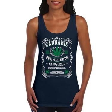 Imagem de Camiseta regata feminina Cannabis for All 420 Weed Leaf Smoking Marijuana Legalize Pot Funny High Stoner Humor Pothead, Azul marinho, GG