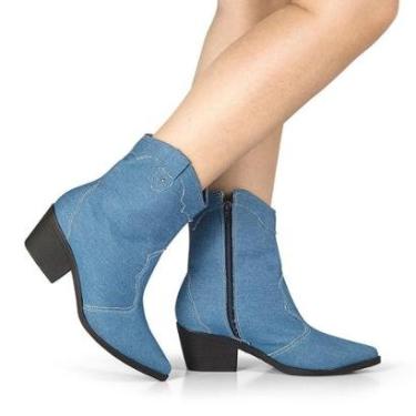 Imagem de Bota Texana Feminina Metalizada Prata Country Jeans Western-Feminino