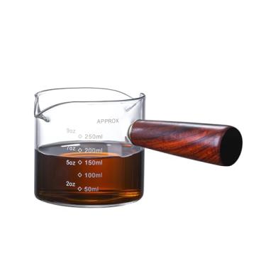 Imagem de Copo de dose expresso de bico único de 250 ml - copo medidor de 255 g com cabo de madeira, copo de shot para café, leite, chá líquido