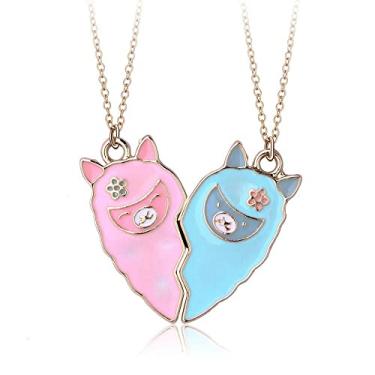 Imagem de Saalort Conjunto de colar Best Friends para 2 colares magnéticos de coração dividido Presentes de amizade Pingente combinando BFF, Zinco, Ametista