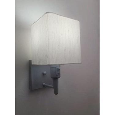 Imagem de Arandela Quadrada com Inter Liga e Cúpula Tecido, Vivare Iluminação, Arandela Parede2019 CZLLA-35, Cinza, Pequeno