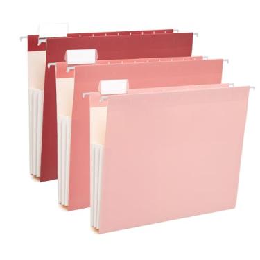 Imagem de Beramon Pacote com 6 pastas de arquivo com capacidade extra, tamanho carta, pastas expansíveis reforçadas com abas de corte 1/5 para arquivos, organizador durável de escritório e casa, rosa