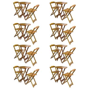Imagem de Kit 8 Jogos De Mesa Bistrô De Madeira Com 2 Cadeiras Dobravel Ideal Para Bar E Restaurante Caramelo