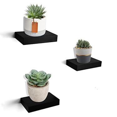 Imagem de HAO Pequena Prateleira Flutuante de 15 cm Montada na Parede Mini Prateleiras de Exibição para Sala de Estar Quarto Banheiro Conjunto de 3 Preto