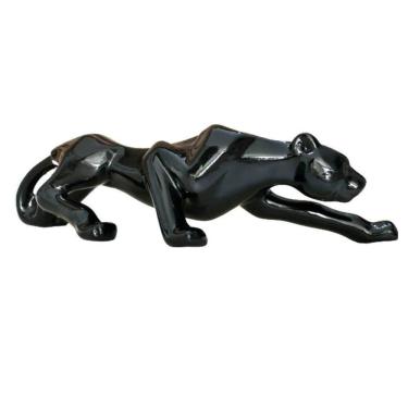Imagem de Estatueta Pantera Negra Cerâmica Luxo Preta 61Cm