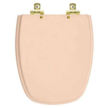 Imagem de Assento Sanitário com Amortecedor Monte Carlo Rosa Floral para vaso Deca com Ferragem Dourada