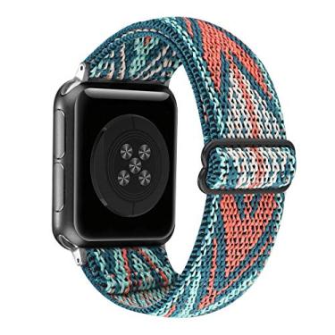 Imagem de Pulseira de nylon elástica ajustável compatível com Apple Watch elástico 42 mm 44 mm iWatch Series 6/5/4/3/2/1 (Green Arrow com série 6/5/4 transparente, 42 mm/44 mm)