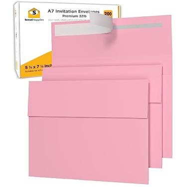 Imagem de Envelopes de convite rosa 200, 12 x 17 cm, para cartões de 12 x 18 cm, A7, perfeito para casamentos, formatura, chá de bebê, 120 g/m², descascar, pressionar e selar sozinho, aba quadrada