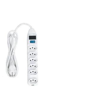 Imagem de Filtro De Linha Régua C/6 Tomadas Cabo 3m Fusível Chave Liga - SKY