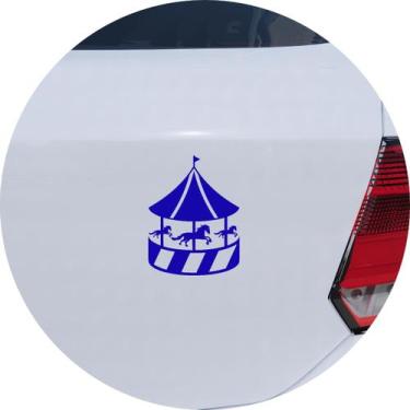 Imagem de Adesivo de Carro Carrossel com Cavalos Infantil - Cor Azul - Melhor Ad