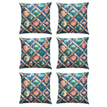 Imagem de Kit Jogo 6 Capas de Almofadas 45 x45 Estampadas Praia Fundo do Mar - M