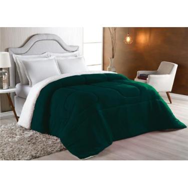 Imagem de Coberdrom King Size Dupla Face - Sherpa com Manta Coral Fleece Verde -