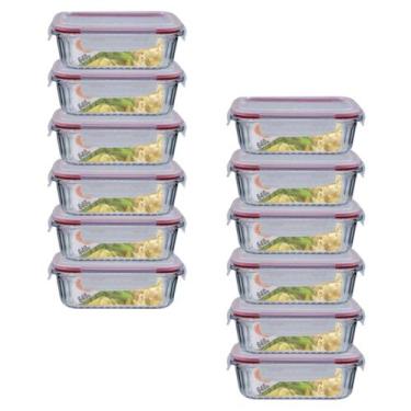 Imagem de Jogo 12 Potes 640ml Hermético Anel Vedação Canelado - Belo Vidro, POTE