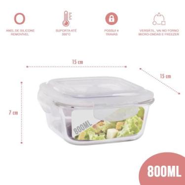 Imagem de Pote Vidro Hermético Marmita Fit Jogo com 6 Unidades 800ml - Quality h