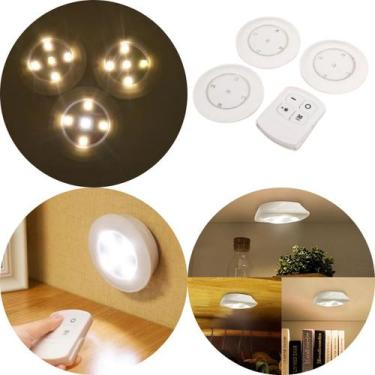 Imagem de Kit 3 Lâmpadas Luminárias Spot Led Adesivo Controle Remoto sem fio Bra