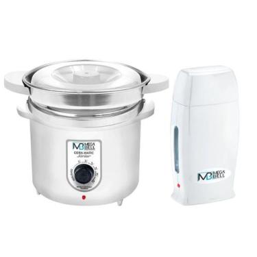 Imagem de Kit Depilação Termocera 400g Com Refil Branca + Aquecedor de Cera Roll
