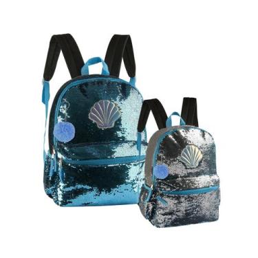 Imagem de Mochila Paete Sereia Cg 2102 Muda De Azul E Prata - Clio Style