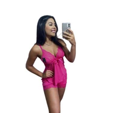Imagem de Baby Doll Short Doll Pijama Feminino Liso Estampado Renda - Lumu Modas