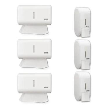 Imagem de Kit 3 Saboneteira C Reservatório 3 Dispenser Toalheiro Br - Premisse