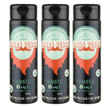 Imagem de Kit Com 3 Shampoo 3x1 Barba Cabelo Corpo 250ml Barba Rubra