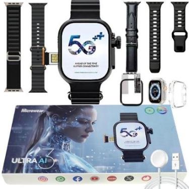 Imagem de Smartwatch Ultra 3 Ai Chip 5g 16gb Kit 4 Pulseiras Relogio Inteligente Gps Nfc ChatGpt-Unissex