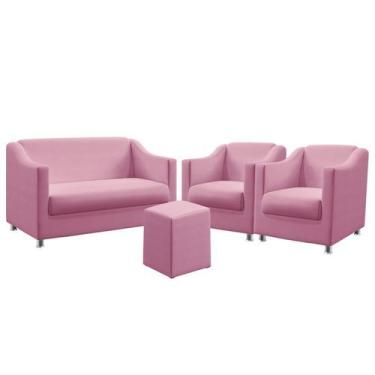 Imagem de Kit Poltrona Namoradeira e 2 Poltronas Decorativas Estofada Para Sala 