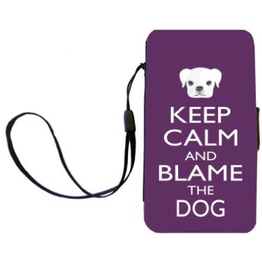 Imagem de Rikki Knight Keep Calm and Blame the Dog - Capa carteira flip de cor roxa com aba magnética para Samsung Galaxy S3