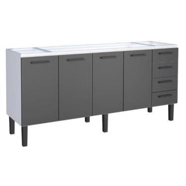 Imagem de Gabinete / Balcão  JU de Cozinha para Pia de 2.00m em Aço 4 Portas + 4