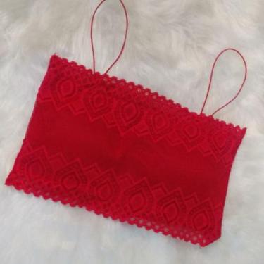 Imagem de top cropped faixa de renda com bojo  - ML, Vermelho, GG