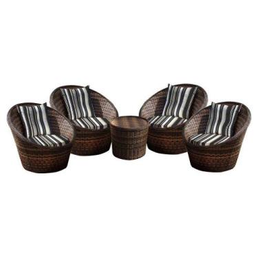 Imagem de Conjunto de Poltronas Fibra Sintética Bola - 4 Poltronas + 1 Mesa Cent