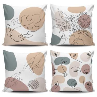Imagem de Kit 4 Almofadas Estampadas com Silicone Premium 42cm x 42cm - Bela - V