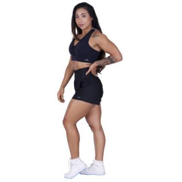 Imagem de SHORT FITNESS FEMININO CURTO COM BOLSOS CÓS ALTO E ELÁSTICO Preto - Or