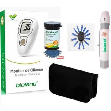 Imagem de Aparelho para Medir  Glicemia Diabetes da Bioland: Kit Completo com 25