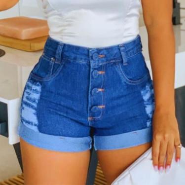 Imagem de Short jeans Feminino Cintura Alta Bermuda Jeans Feminina - Atacado da 