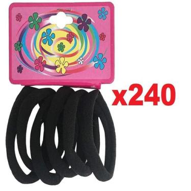 Imagem de 240 unidades Elástico De Cabelo Rabicó Xuxinha Preta - Lynx produções