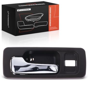 Imagem de A-Premium Maçaneta interna do lado do motorista dianteiro esquerdo com orifício de bloqueio compatível com Honda Accord 1990-1993 Sedan, carcaça marrom com alavanca cromada, com trava de energia,