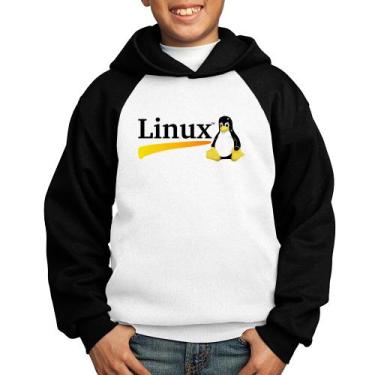 Imagem de Moletom Infantil Linux - Foca na Moda, Branco, Preto, 6