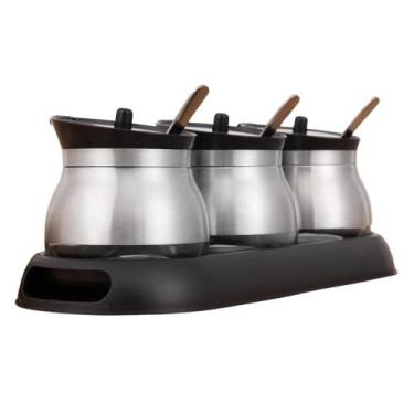 Imagem de Porta Temperos / Molhos Inox e Vidro 7 peças Super Saldão - Wincy