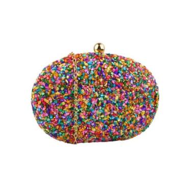 Imagem de Bolsa Clutch Festa Pedrinhas Coloridas Casamentos Madrinhas - Nicbolsa