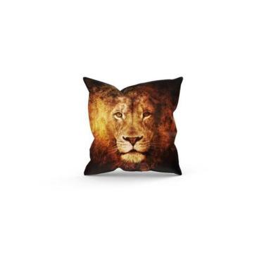 Imagem de Almofada Decorativa Cheia c/ Zíper 40x40 Leão Fogo - Deluzz