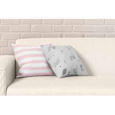 Imagem de kit 2 almofadas com Enchimento Floral Cinza e Rosa Listras - Core Deco