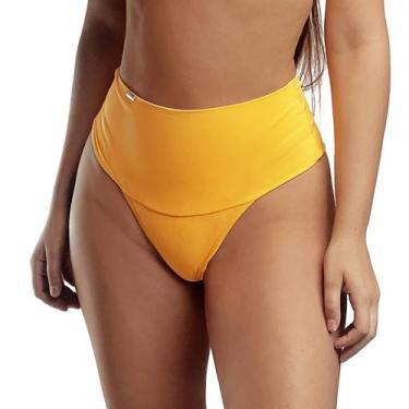 Imagem de Calcinha de Biquíni Cintura Dupla Alta Fio Duplo - Estigma, GG, Amarel