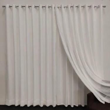 Imagem de Cortina Para Bastão Linho Forrada 6,00x2,60 Sala/Quarto - Salvatex Con