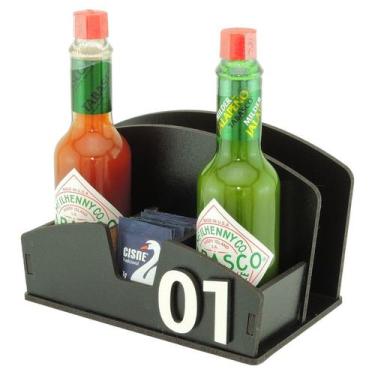 Imagem de 15 Galheteiro Porta Guardanapo Sal Sachê Pimenta Bistrô Mdf Preto - Mo