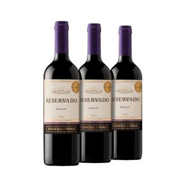 Imagem de Kit Vinho Chileno Concha Y Toro Reservado Merlot 750ml - 3uni