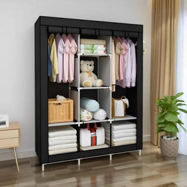 Imagem de Guarda Roupa Portátil Dobrável com Prateleiras Reforçadas e Zíper - Or