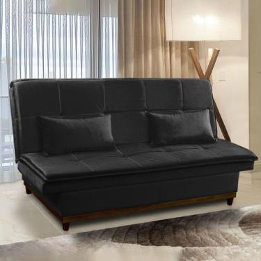 Imagem de Sofá Cama Casal 190 Cm Mola Bonnel Espuma D26 Pillow Lotus Suede Preto