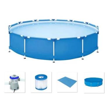 Imagem de Piscina Bestway 5000 Litros Estrutural com Bomba Filtro 220v Capa e FO